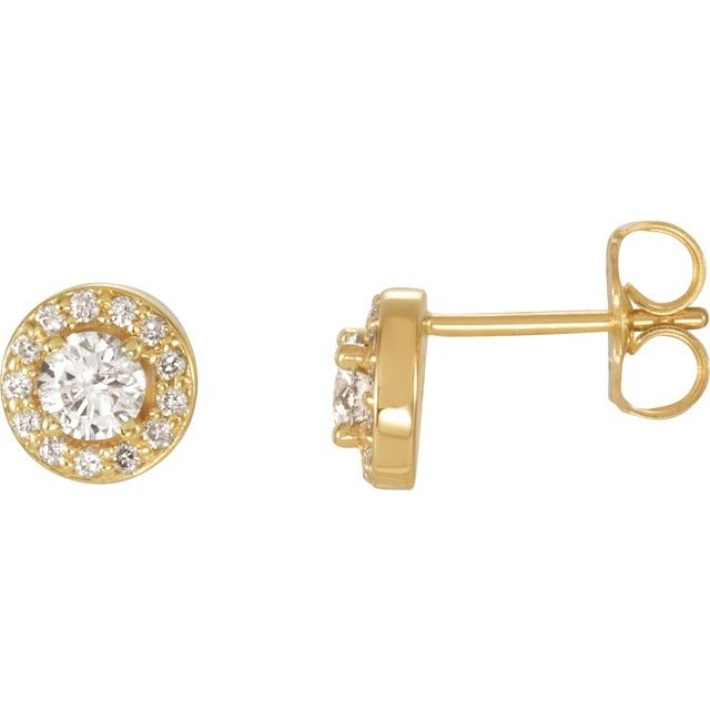 14K Gold Halo-Style Earrings