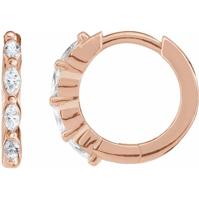 14K Gold Natural Diamond Hoop Earrings