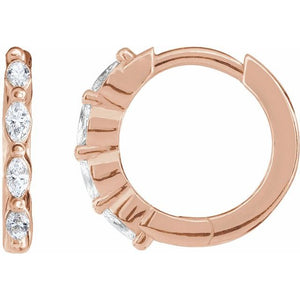 14K Gold Natural Diamond Hoop Earrings