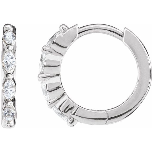 14K Gold Natural Diamond Hoop Earrings