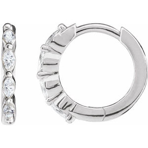 14K Gold Natural Diamond Hoop Earrings