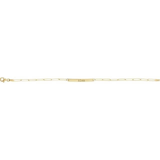 14K Yellow Gold 7x5 mm Engravable Bar Bracelet – Customizable Elegance