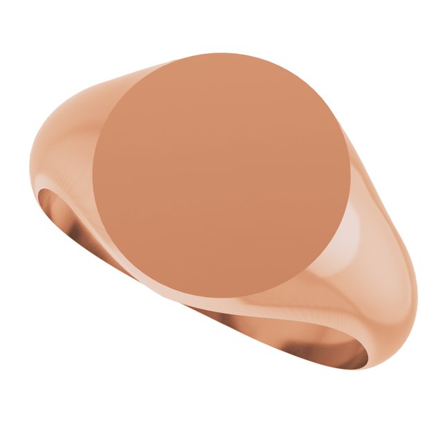 14K Gold 9.5x9.5 mm Round Signet Ring - Brush Polished Finish