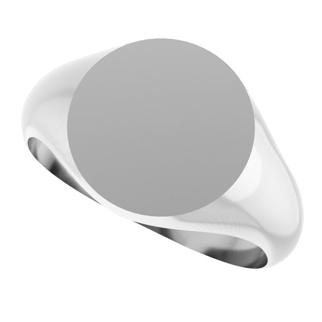 14K Gold 9.5x9.5 mm Round Signet Ring - Brush Polished Finish