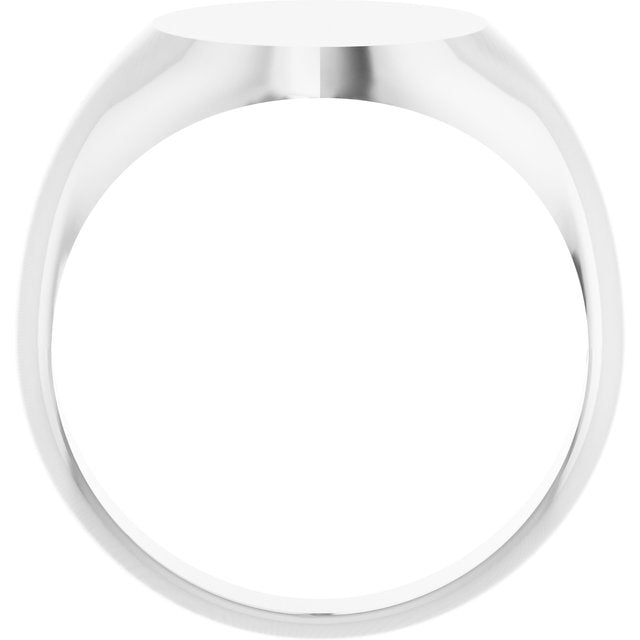 14K Gold 9.5x9.5 mm Round Signet Ring - Brush Polished Finish