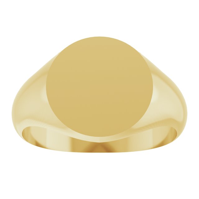 14K Gold 9.5x9.5 mm Round Signet Ring - Brush Polished Finish