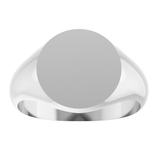 14K Gold 9.5x9.5 mm Round Signet Ring - Brush Polished Finish