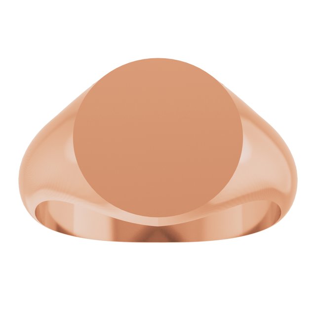 14K Gold 9.5x9.5 mm Round Signet Ring - Brush Polished Finish