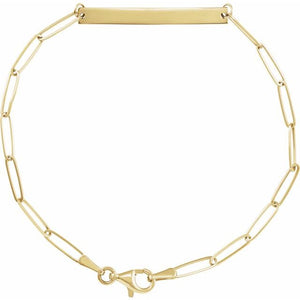 14K Gold Engravable Skinny Bar Bracelet