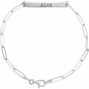 14K Gold Engravable Skinny Bar Bracelet