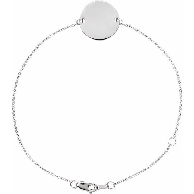 14K Gold Engravable Disc Bracelet - Options Available