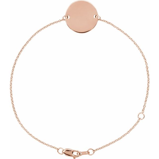 14K Gold Engravable Disc Bracelet - Options Available