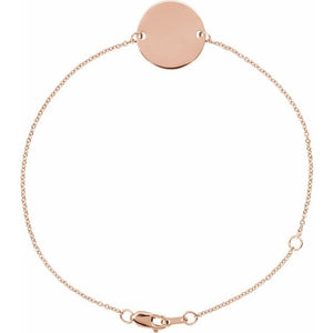 14K Gold Engravable Disc Bracelet - Options Available