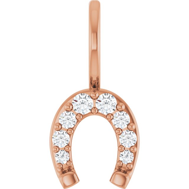 14K Gold Natural Diamond Horseshoe Charm Pendant