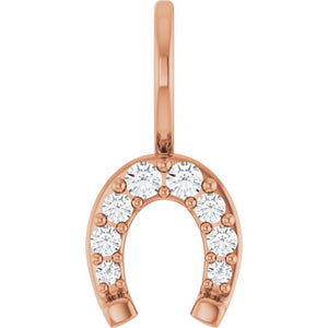 14K Gold Natural Diamond Horseshoe Charm Pendant
