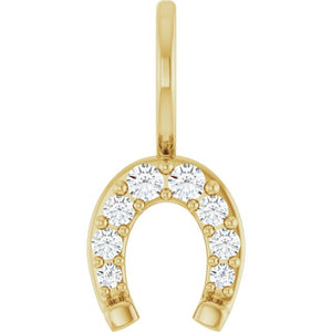 14K Gold Natural Diamond Horseshoe Charm Pendant