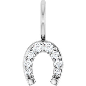 Natural Diamond Horseshoe Pendant | 14K Gold, Silver & Platinum | 1/8 CTW | Round | Polished