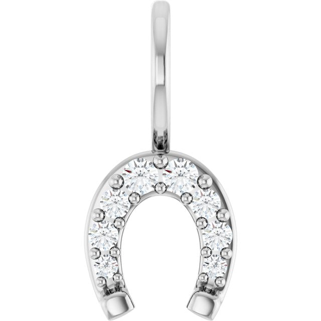 14K Gold Natural Diamond Horseshoe Charm Pendant