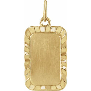 14K Gold Engravable Sunburst Pendant