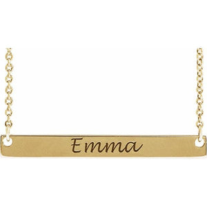14K White Gold Engravable Bar Necklace – Polished 16