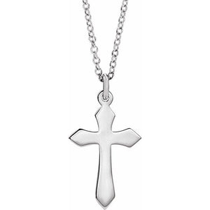 14K Yellow Gold 18x10 mm Diamond Cross Necklace - Elegant Design