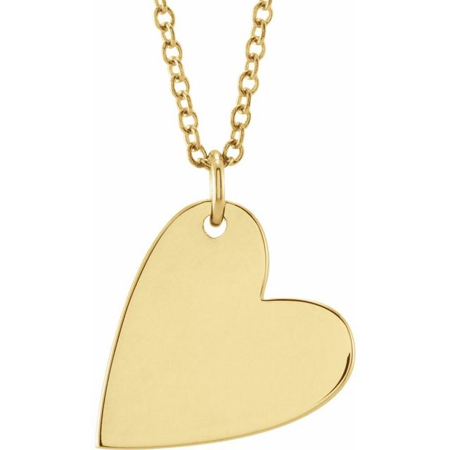 14K Gold Engravable Sideways Heart Pendant