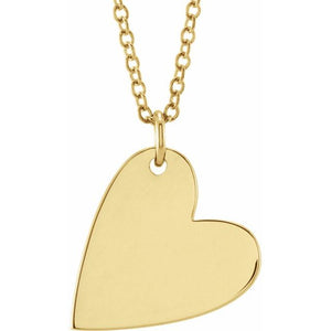 14K Gold Engravable Sideways Heart Pendant