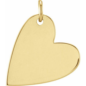 14K Gold Engravable Sideways Heart Pendant