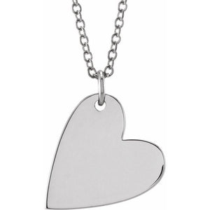 14K Gold Engravable Sideways Heart Pendant