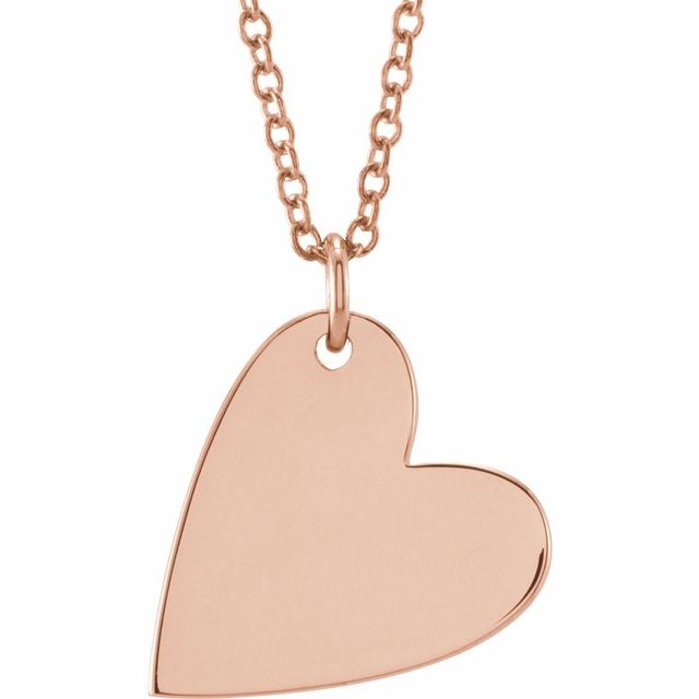 14K Gold Engravable Sideways Heart Pendant