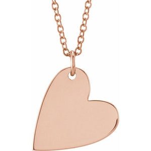 14K Gold Engravable Sideways Heart Pendant