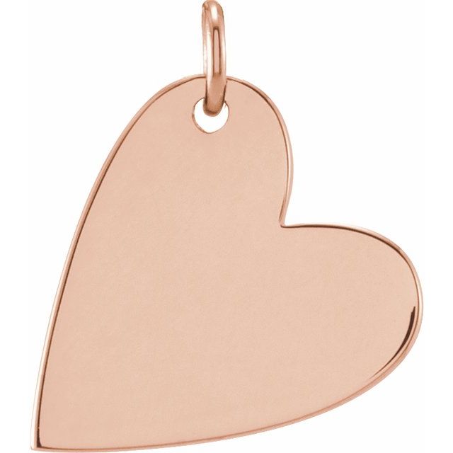 14K Gold Engravable Sideways Heart Pendant