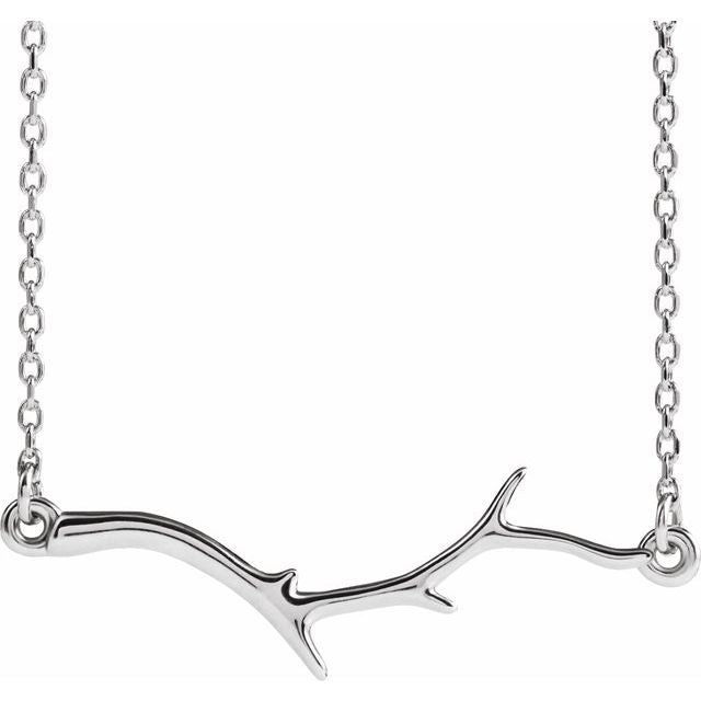 14K White Branch Bar 16-18" Necklace