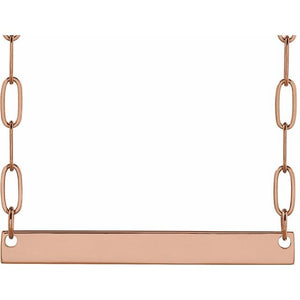 14K Yellow Gold, 30x3.5 mm Engravable Bar Necklace – Personalized Elegance