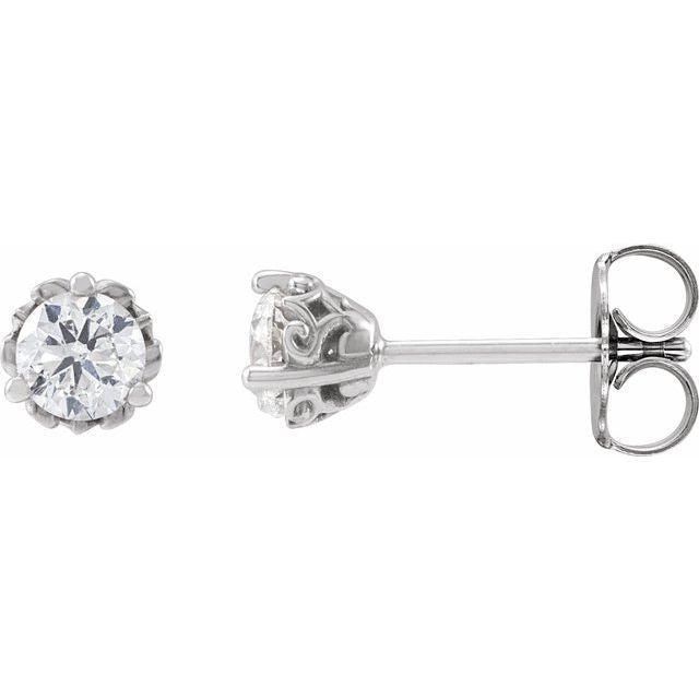 14K Gold Natural Diamond Vintage Earrings