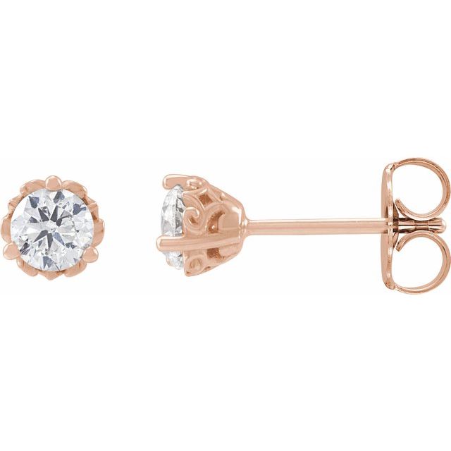 14K Gold Natural Diamond Vintage Earrings