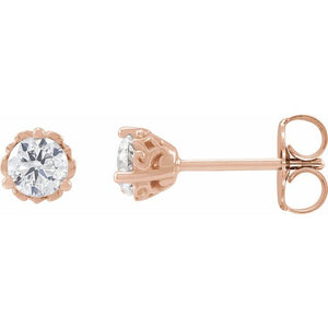 14K Gold Natural Diamond Vintage Earrings