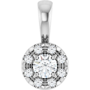 1/8 CTW Natural Diamond Round French-Set Halo Pendant in 14K Gold & Platinum