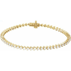 14K Gold Natural Diamond Line Bracelet - Options Available