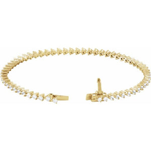 14K Gold Natural Diamond Line Bracelet - Options Available