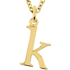 Lowercase Initial Necklace in 14K Gold with Multiple Sizes