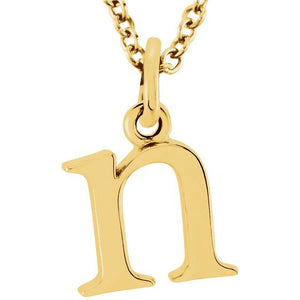 Lowercase Initial Necklace in 14K Gold with Multiple Sizes