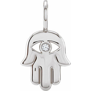 .02 Ct Natural Diamond Hamsa Hand Pendant
