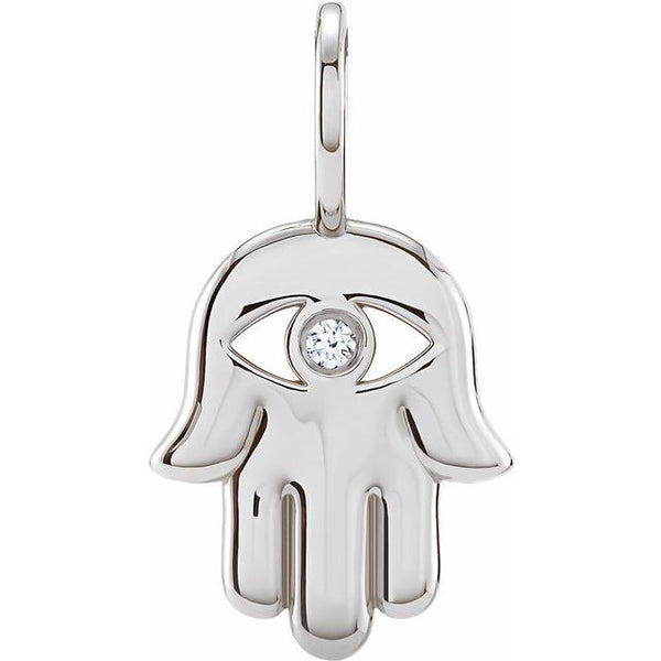 0.02 Ct Natural Diamond Hamsa Hand Pendant in 14K Gold, Sterling Silver & Platinum
