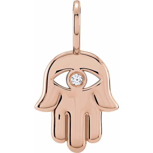 14K Gold Hamsa Hand Charm Pendant