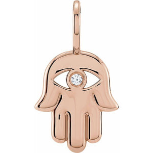 14K Gold Hamsa Hand Charm Pendant