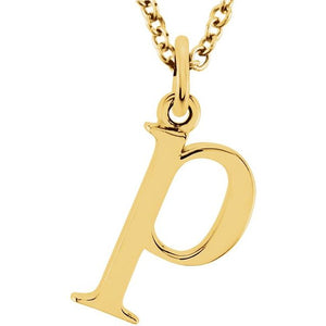 Lowercase Initial Necklace in 14K Gold with Multiple Sizes