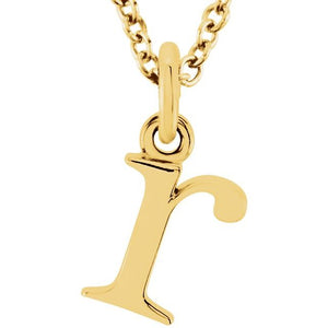 Lowercase Initial Necklace in 14K Gold with Multiple Sizes