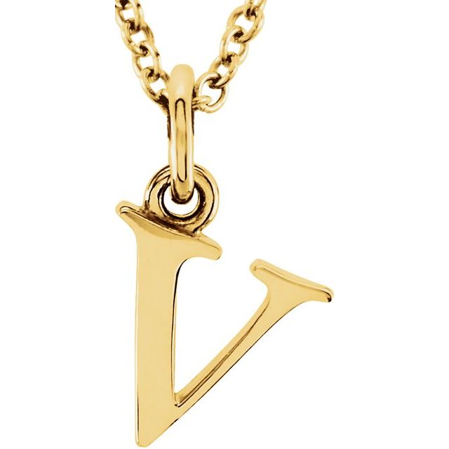 Lowercase Initial Necklace in 14K Gold with Multiple Sizes