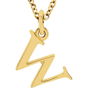 Lowercase Initial Necklace in 14K Gold with Multiple Sizes